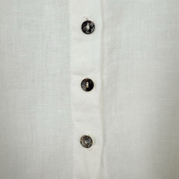 Soft Surroundings 100% Linen Tunic Top Blouse L White Preppy Lagenlook Beach - Picture 3 of 11